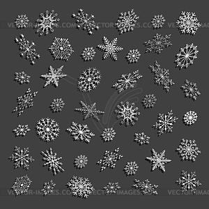 Set of Christmas snowflakes on dark background - vector clipart