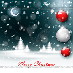 New year landscape on postcard background - vector clipart