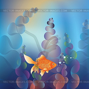 Gold Fish Underwater - vector image