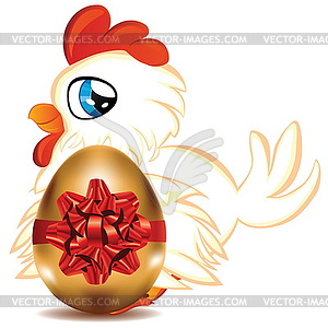 Hen with Golden Egg - vector clipart