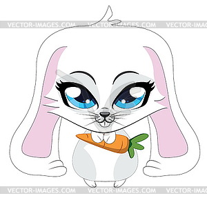 Белый кролик с морковкой - векторный клипарт EPS