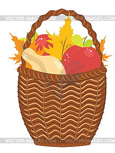 Basket of Pears and Apples - vector image