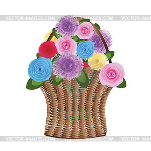 Basket of flowers - vector clipart