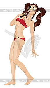 Girl in red bikini - vector image