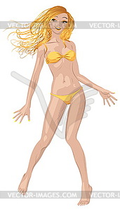 Girl in yellow bikini - vector image