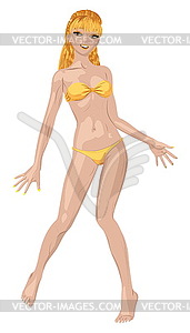 Girl in yellow bikini - stock vector clipart