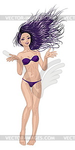 Girl with violet hair - vector clip art