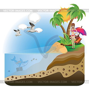 Happy Girl on Island - royalty-free vector image