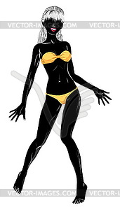 Yellow bikini girl silhouette - vector clipart