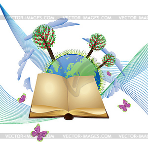 Book and planet - vector image