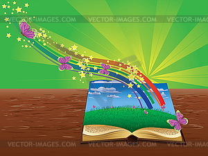 Magic book - vector clipart