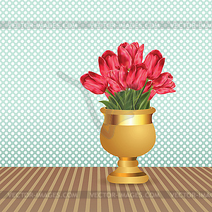 Bouquet of tulips in vase - vector clipart