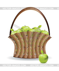 Basket of green apples - vector clipart