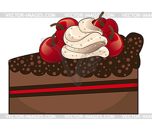 Chocolate cake slice - vector image