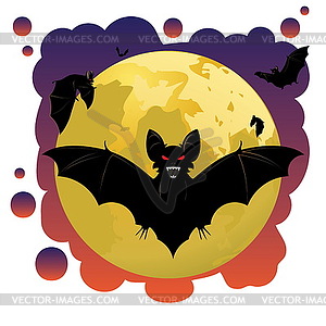 Bats and Moon - vector clipart