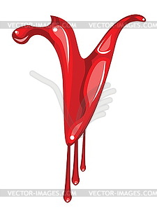 Bloody V letter - color vector clipart