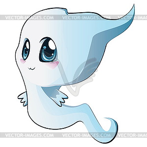 Cute cartoon ghost - vector image