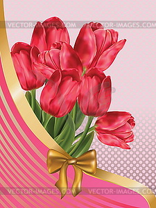 Greeting card with tulips - vector clipart