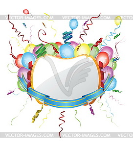 Party invitation card with balloons - vector image