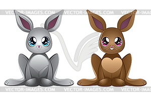 White and brown rabbits - vector image