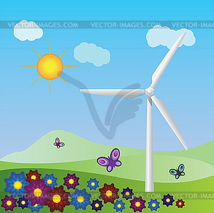 Wind turbine landscape - vector clipart