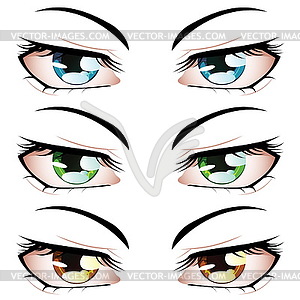 Anime Style Eyes - stock vector clipart