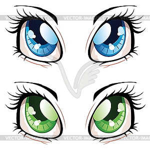 Anime Style Eyes - vector clip art