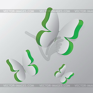 Cut out white paper butterfly - vector image