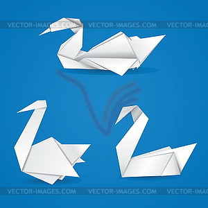 Origami swans - vector clip art