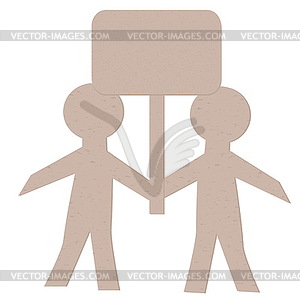 Paper Human with Banners - vector clipart