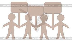 Paper Human with Banners - vector image