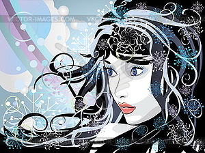 Abstract winter girl - vector image