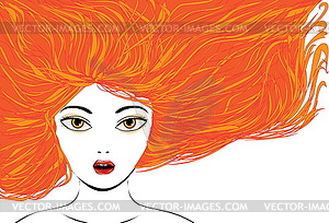 Attractive girl with red hair - vector image