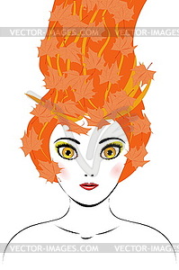 Autumn in hair - vector image