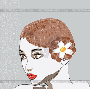 Beautiful brunette portrait - vector image