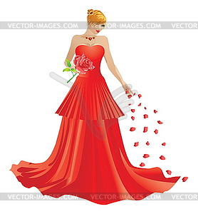 Blonde Frau Im Roten Kleid Vector Clipart Eps