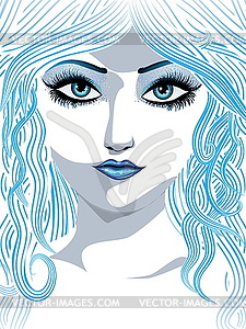 Blue winter girl - vector image