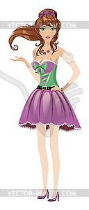 Brunette in purple dress - vector EPS clipart