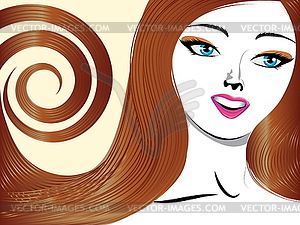 Brunette with blue eyes - vector image