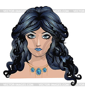 Fantasy blue haired girl - vector clip art