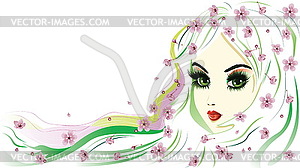 Floral Girl with White Hair - vector image