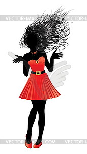 Girl in red dress - vector image