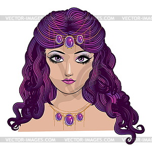 Girl with purple hair - vector clipart