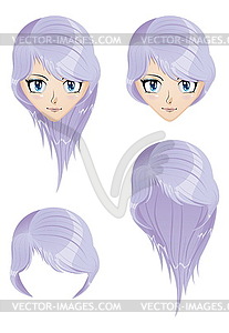 Girl with violet hair - vector clipart