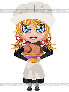 Pilgrim Girl - vector clipart