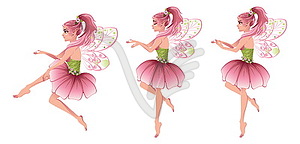 Pink Floral Fairy - color vector clipart