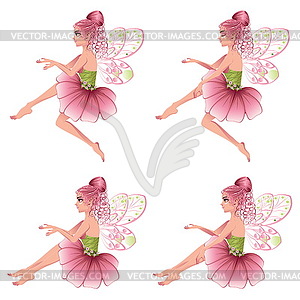 Pink Floral Fairy - vector clip art