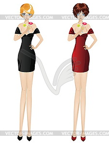 Women with Martini - vector clip art