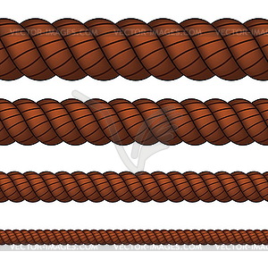 Brown rope in four sizes - vector clip art