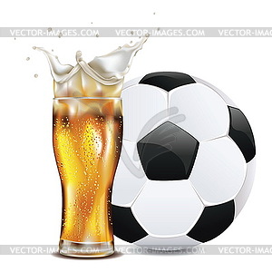 Beer and Soccer Ball - vector image